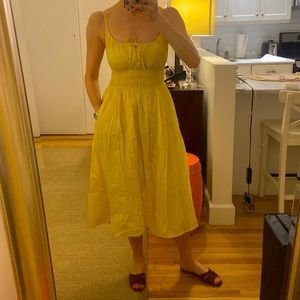 100% AUTHENTIC TORY BURCH YELLOW MIDI DRESS SIZE SMALL